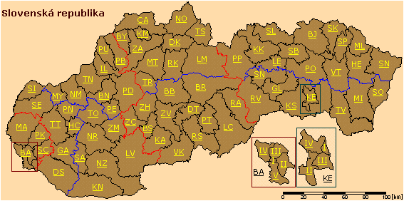 Územne usporiadanie SR podľa NUTS.